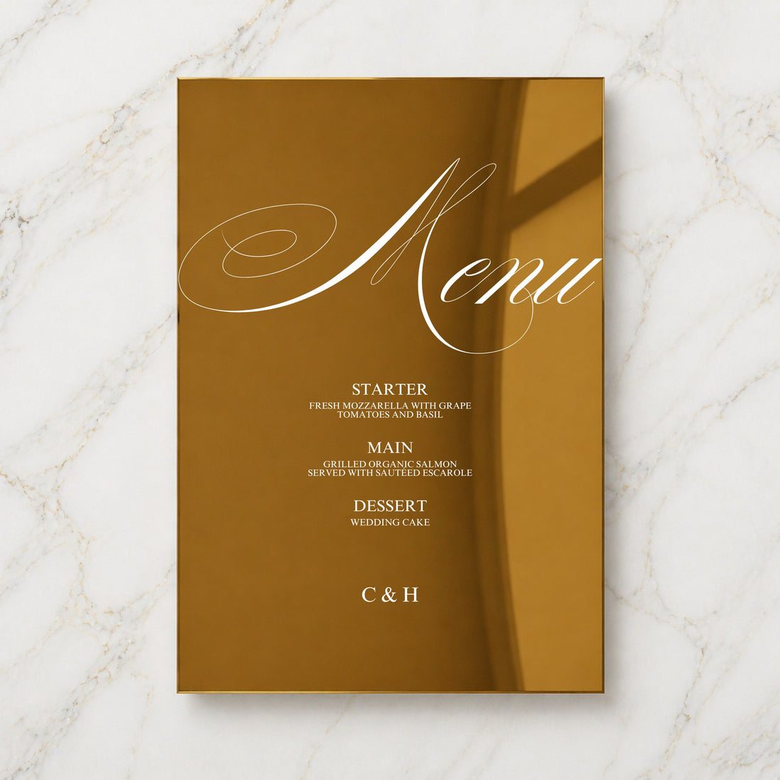 Florence Collection Gold Mirror Wedding Menu Sign