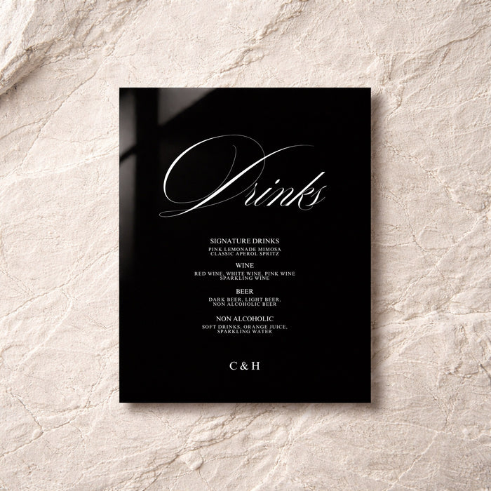 Florence Collection Acrylic Wedding Bar & Drinks Sign