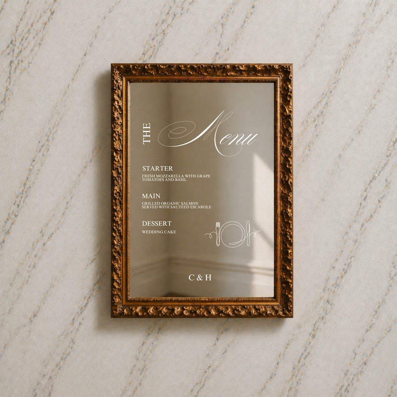 Florence Collection Decal Wedding Menu Sign