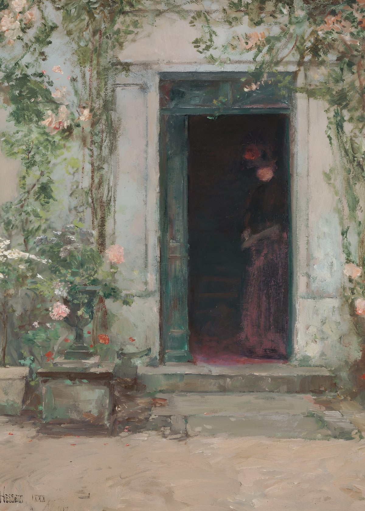Green Door Garden, romantic wall art print