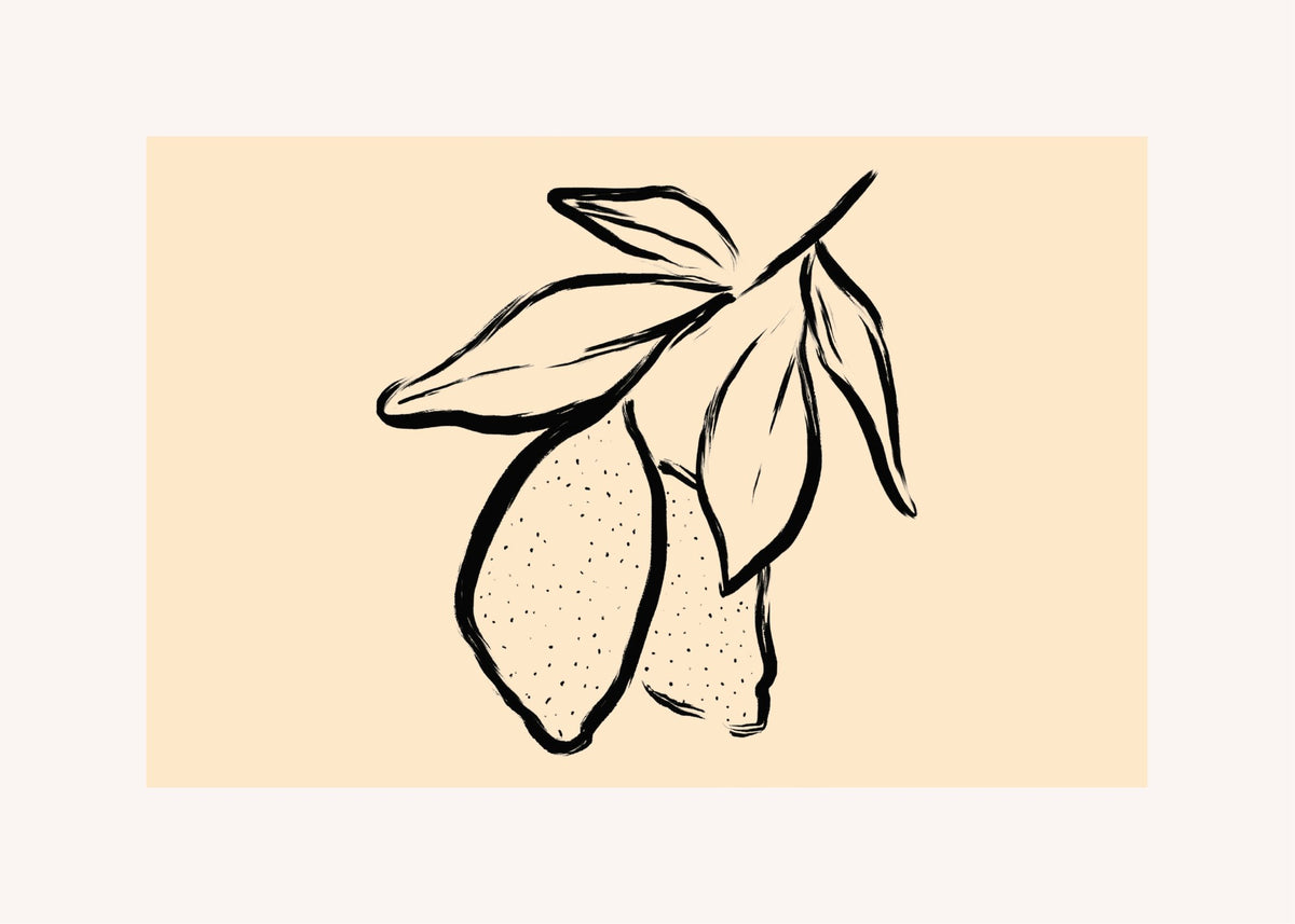 Lemon Branch Line Drawing, modern wall art print