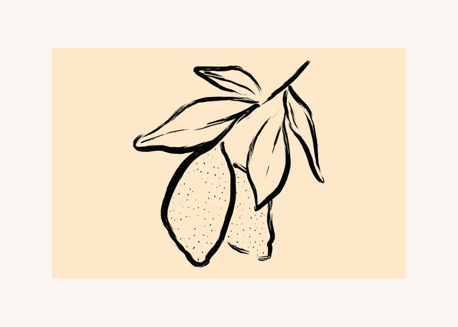 Lemon Branch Line Drawing, modern wall art print