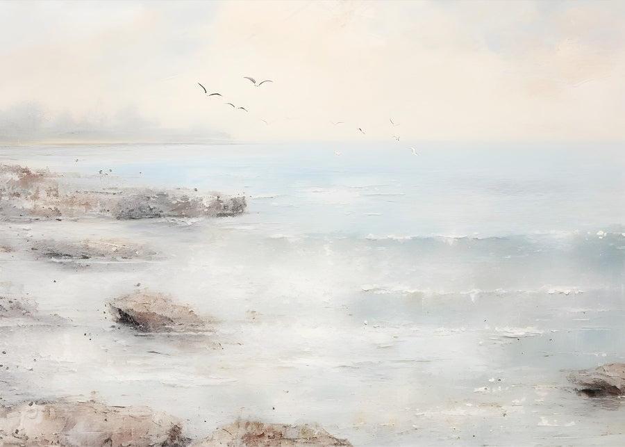 Misty Shore, modern wall art print