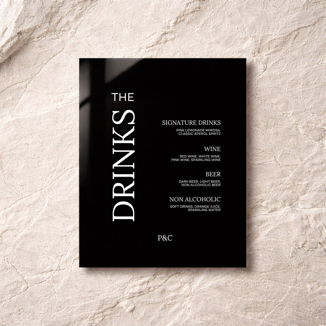 Moda Collection Acrylic Wedding Bar & Drinks Sign