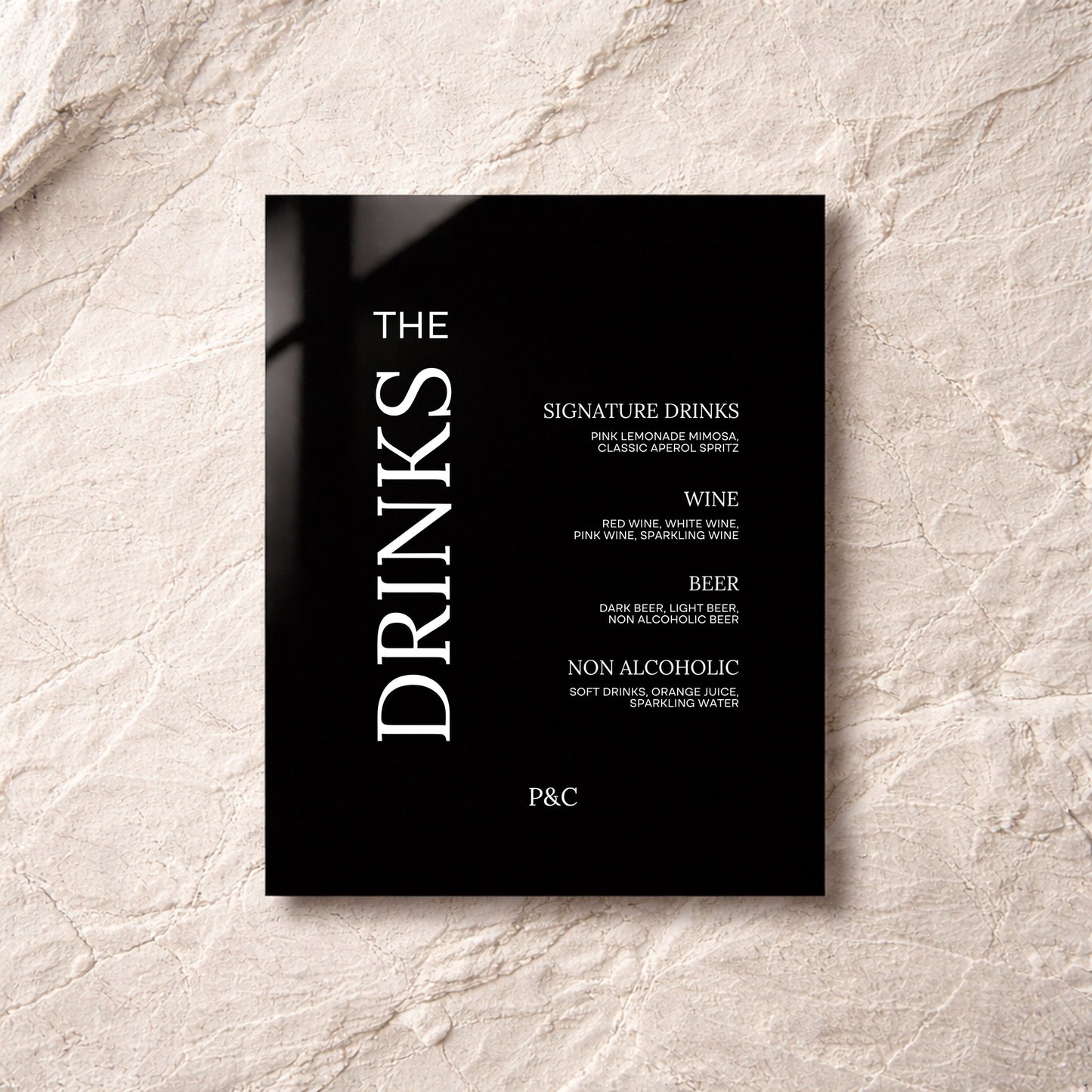 Moda Collection Acrylic Wedding Bar & Drinks Sign