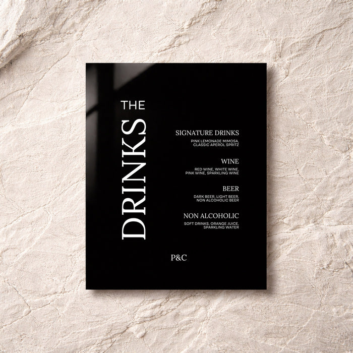 Moda Collection Acrylic Wedding Bar & Drinks Sign