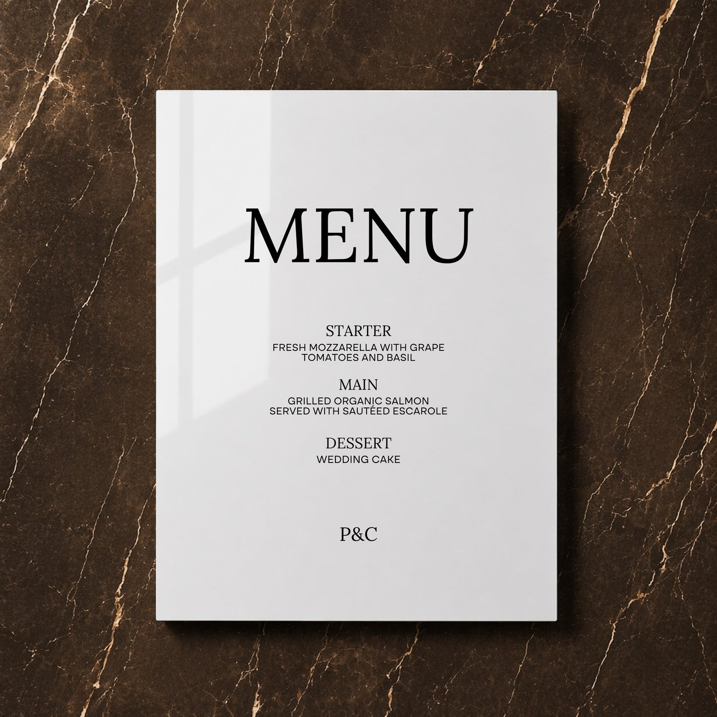 Moda Collection Acrylic Wedding Menu Sign