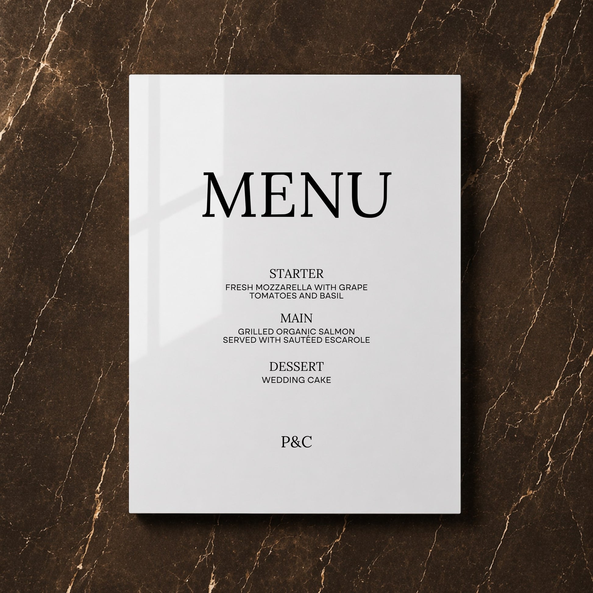 Moda Collection Acrylic Wedding Menu Sign