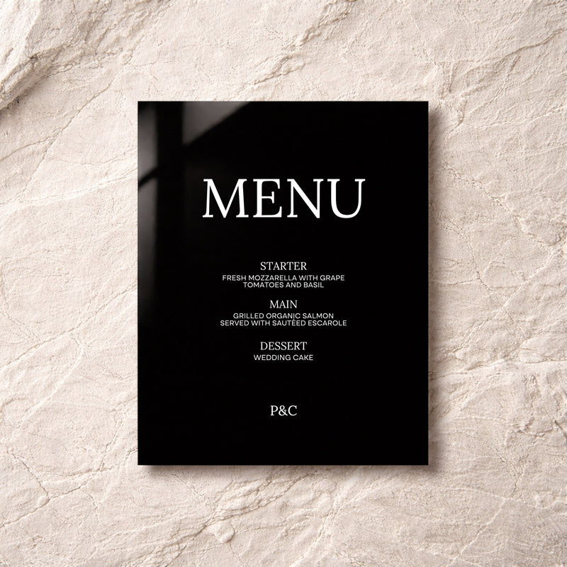 Moda Collection Acrylic Wedding Menu Sign
