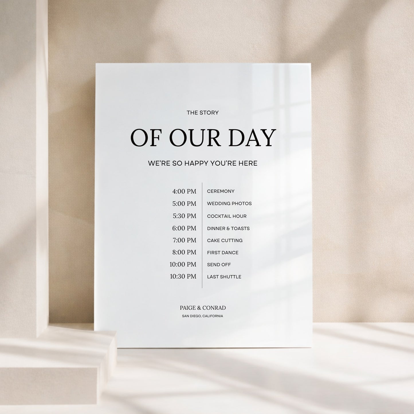 Moda Collection Acrylic Wedding Order of Events Sign