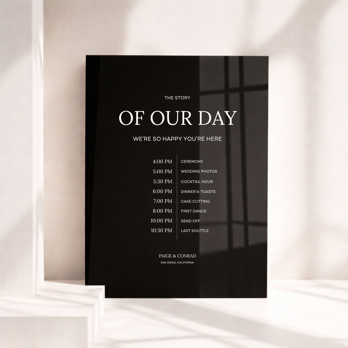Moda Collection Acrylic Wedding Order of Events Sign