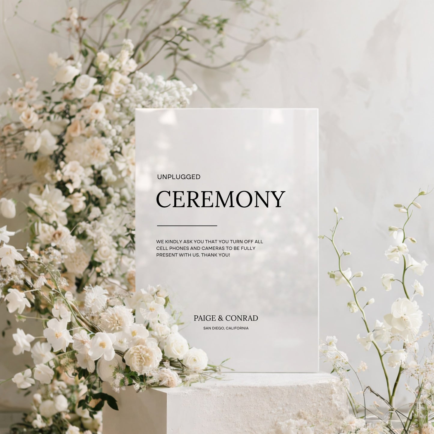 Moda Collection Acrylic Wedding Unplugged Ceremony Sign
