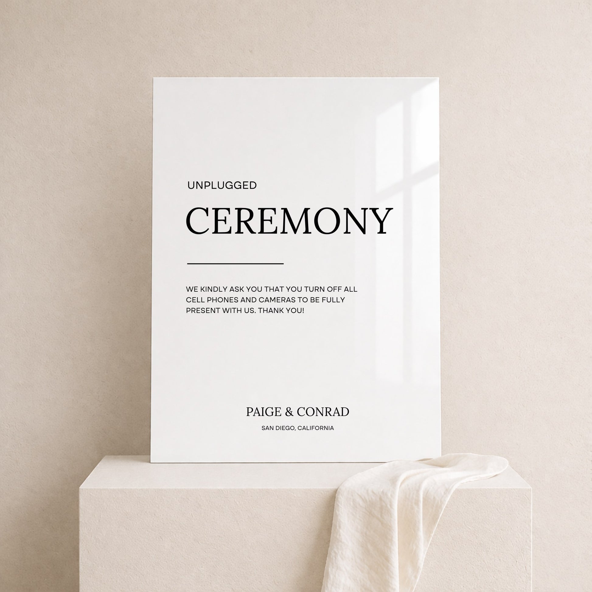 Moda Collection Acrylic Wedding Unplugged Ceremony Sign