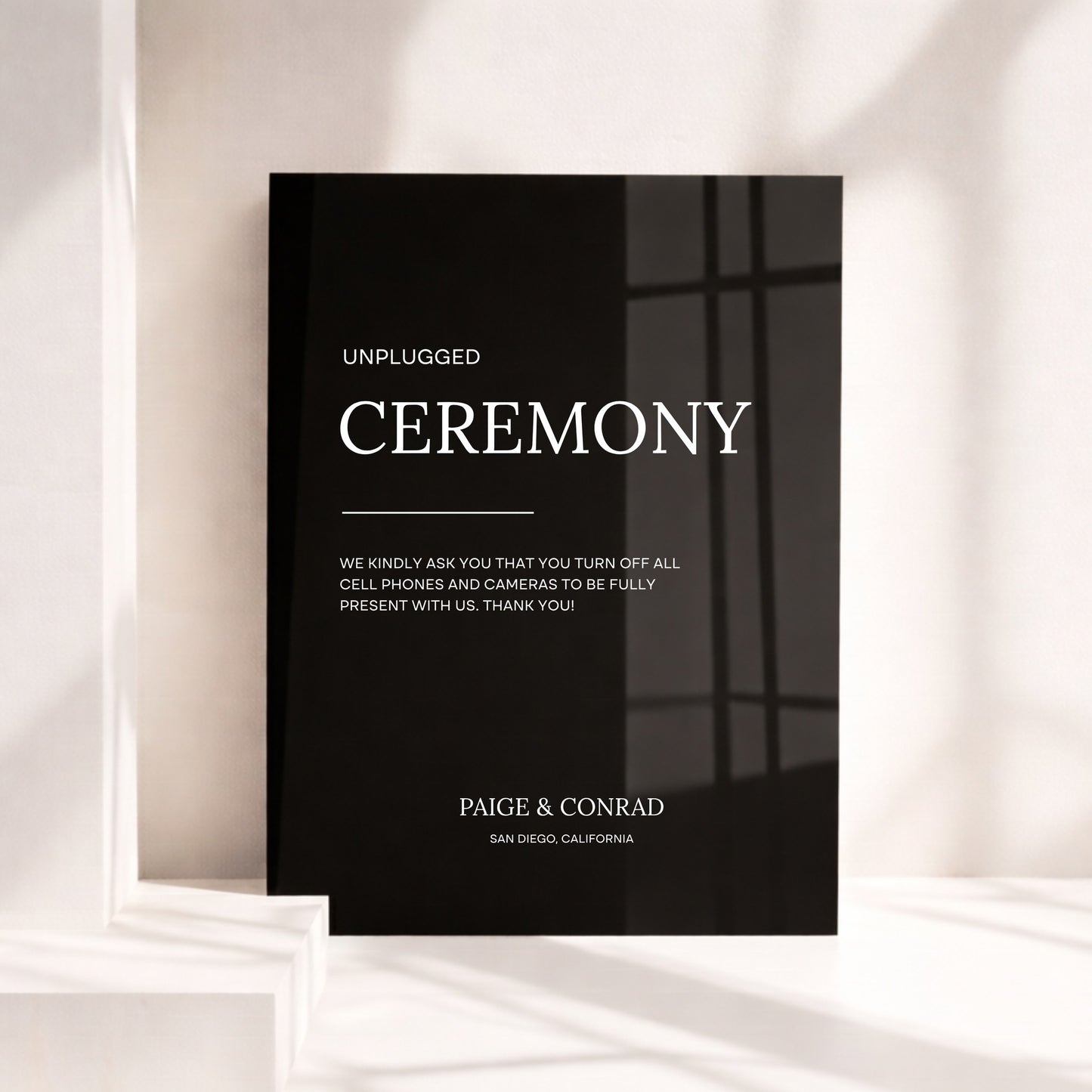Moda Collection Acrylic Wedding Unplugged Ceremony Sign