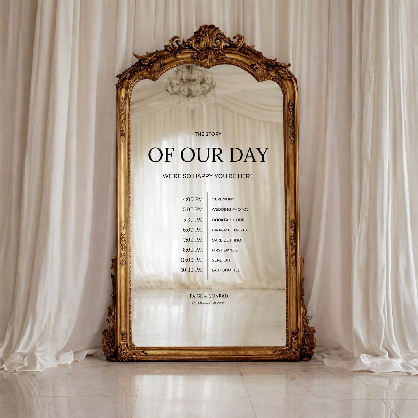 Moda Collection Decal Wedding Order of Events Sign