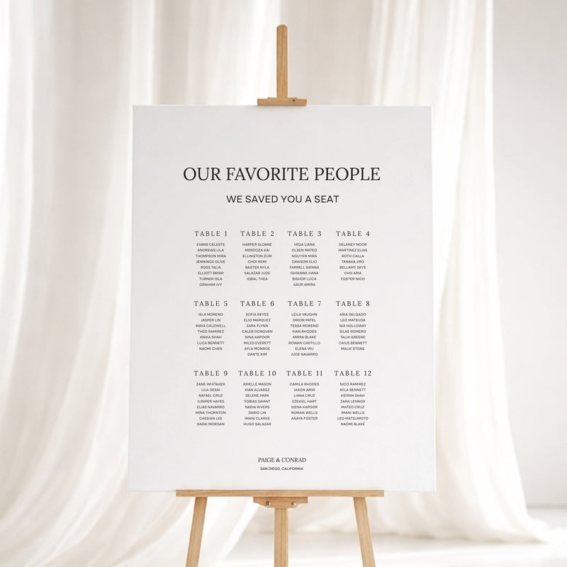 Moda Collection Gatorboard Wedding Seating Chart Sign