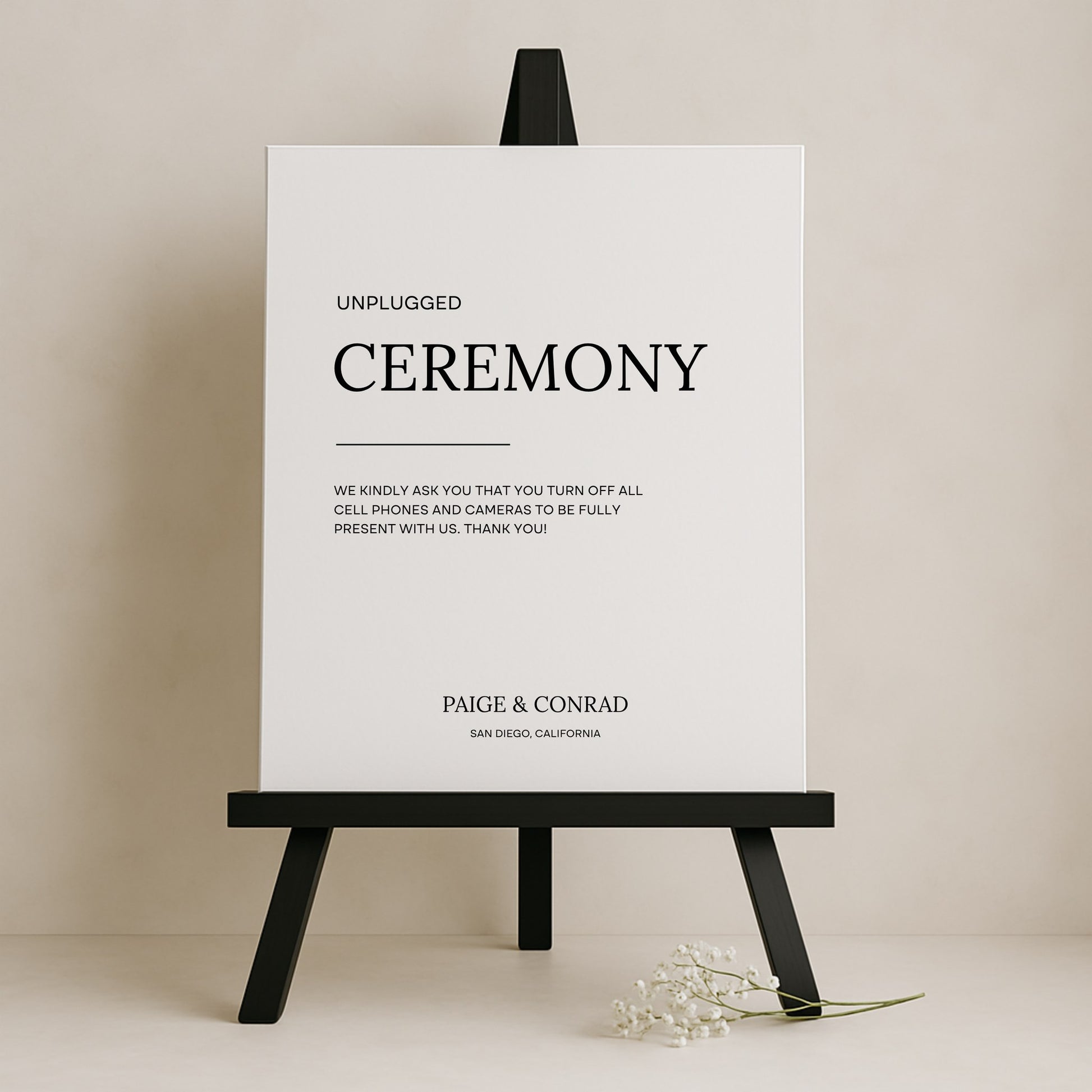 Moda Collection Gatorboard Wedding Unplugged Ceremony Sign