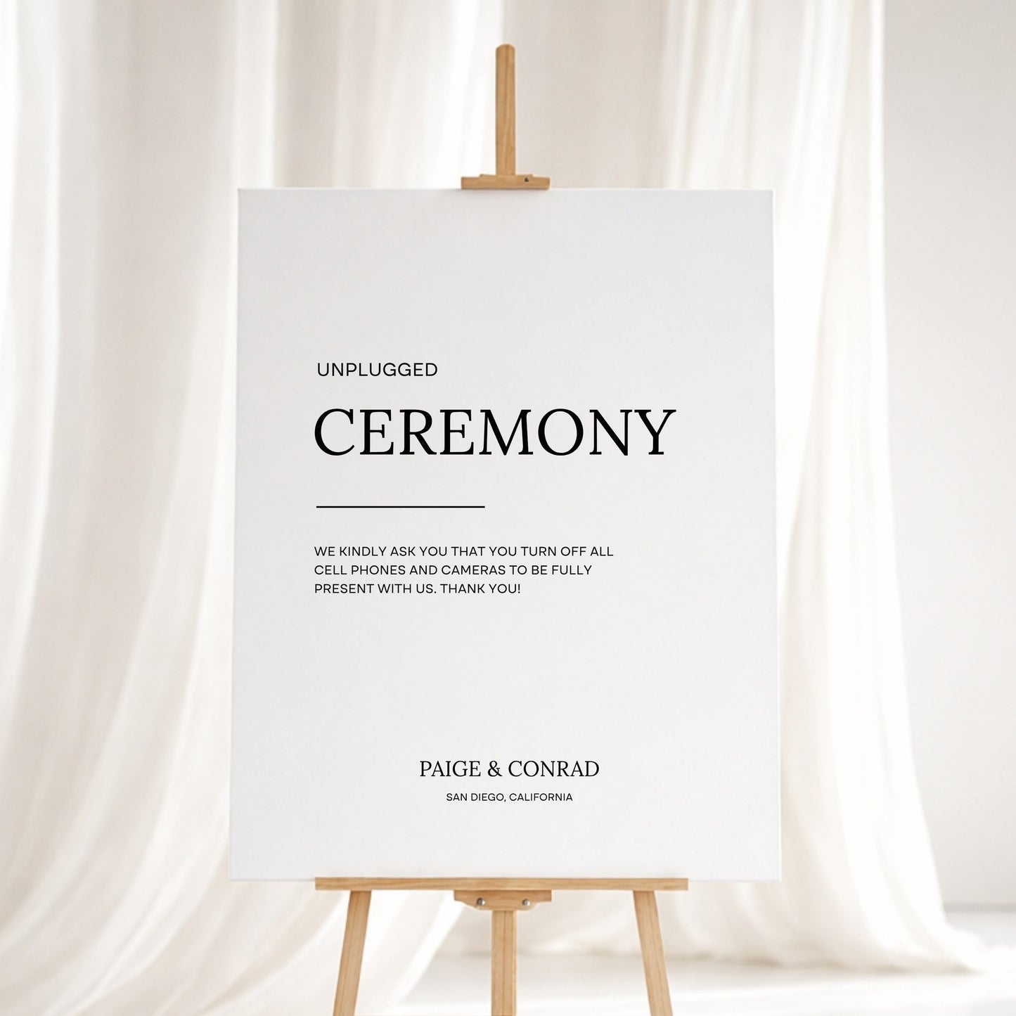 Moda Collection Gatorboard Wedding Unplugged Ceremony Sign