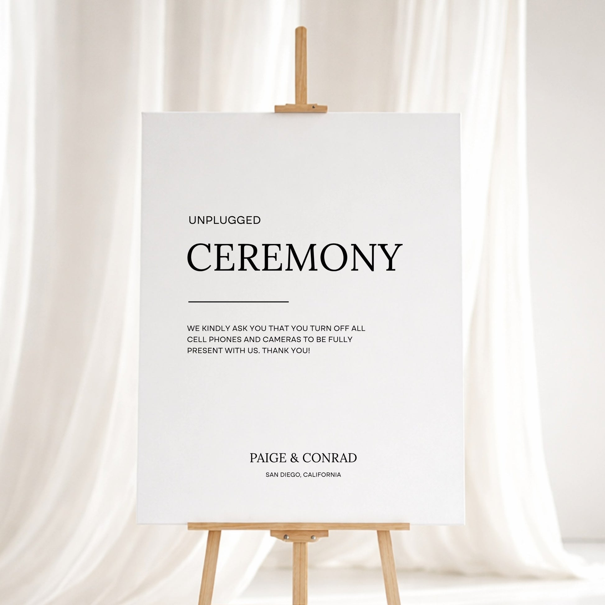 Moda Collection Gatorboard Wedding Unplugged Ceremony Sign