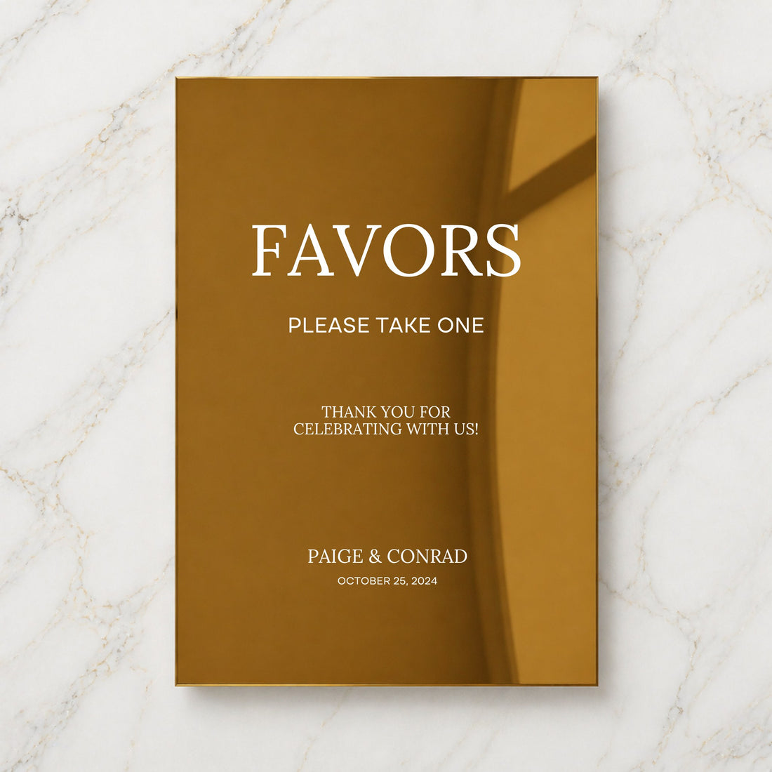 Moda Collection Gold Mirror Wedding Party Favors Sign