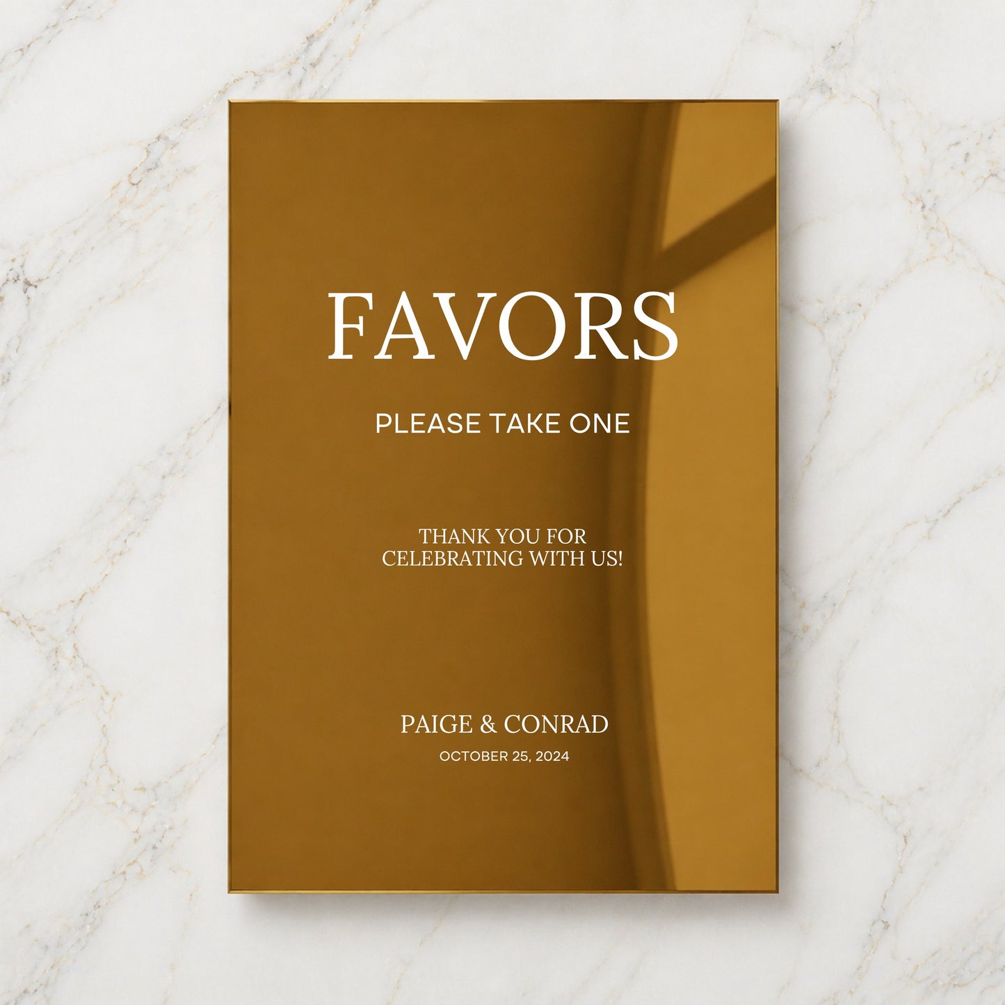 Moda Collection Gold Mirror Wedding Party Favors Sign