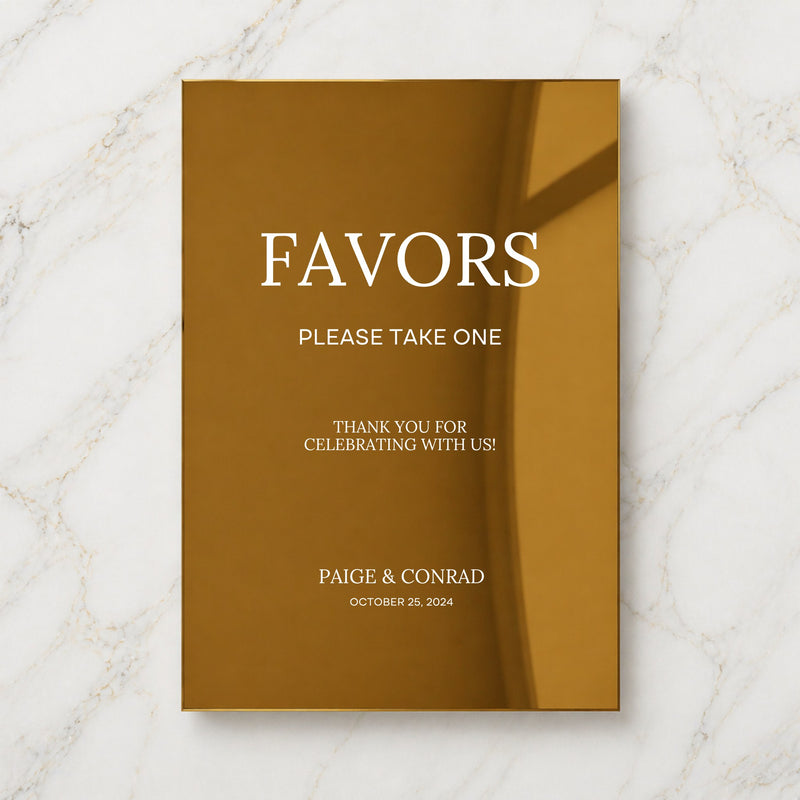 Moda Collection Gold Mirror Wedding Party Favors Sign