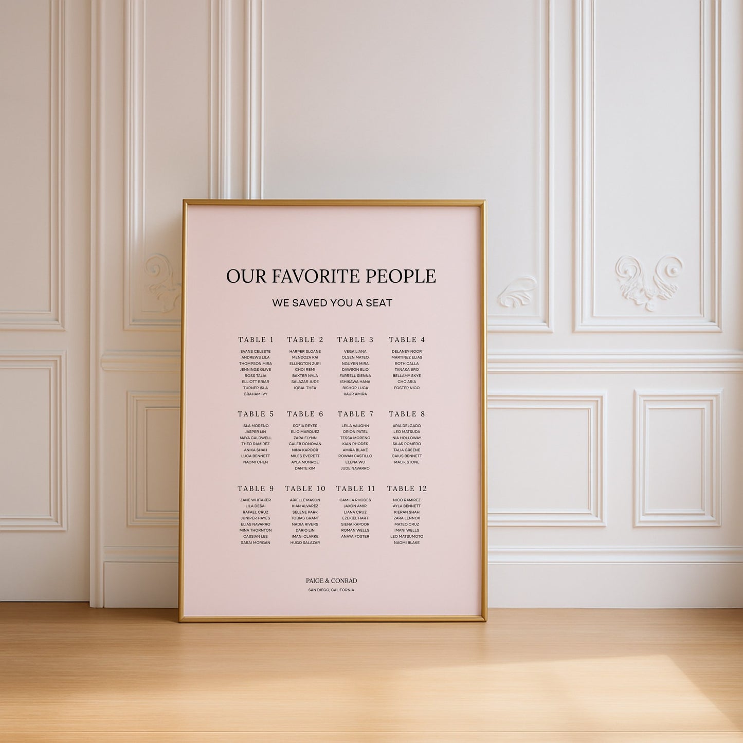 Moda Collection Poster Wedding Seating Chart Sign