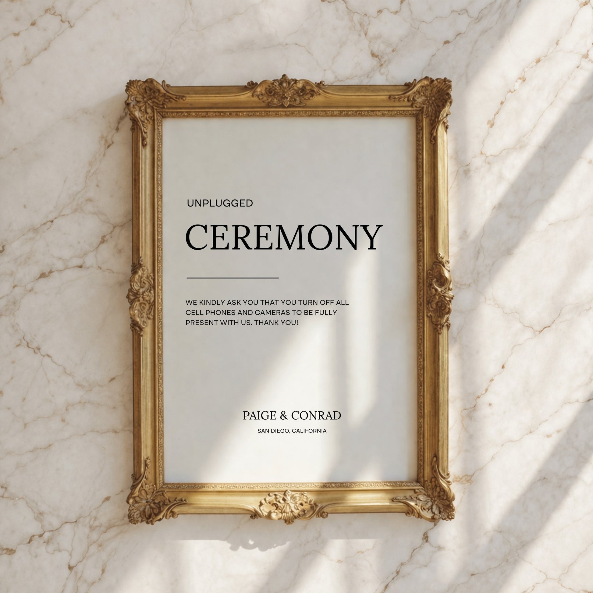 Moda Collection Poster Wedding Unplugged Ceremony Sign