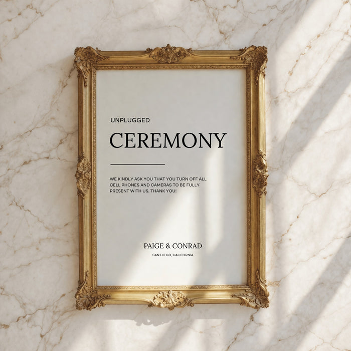 Moda Collection Poster Wedding Unplugged Ceremony Sign