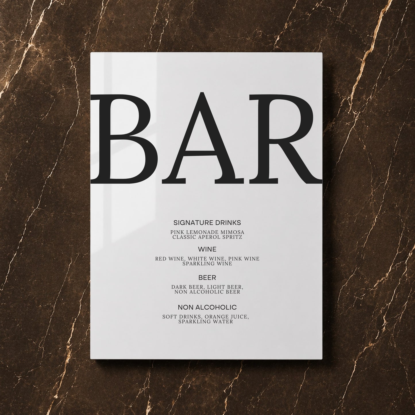 Moda Collection Acrylic Wedding Bar & Drinks Sign