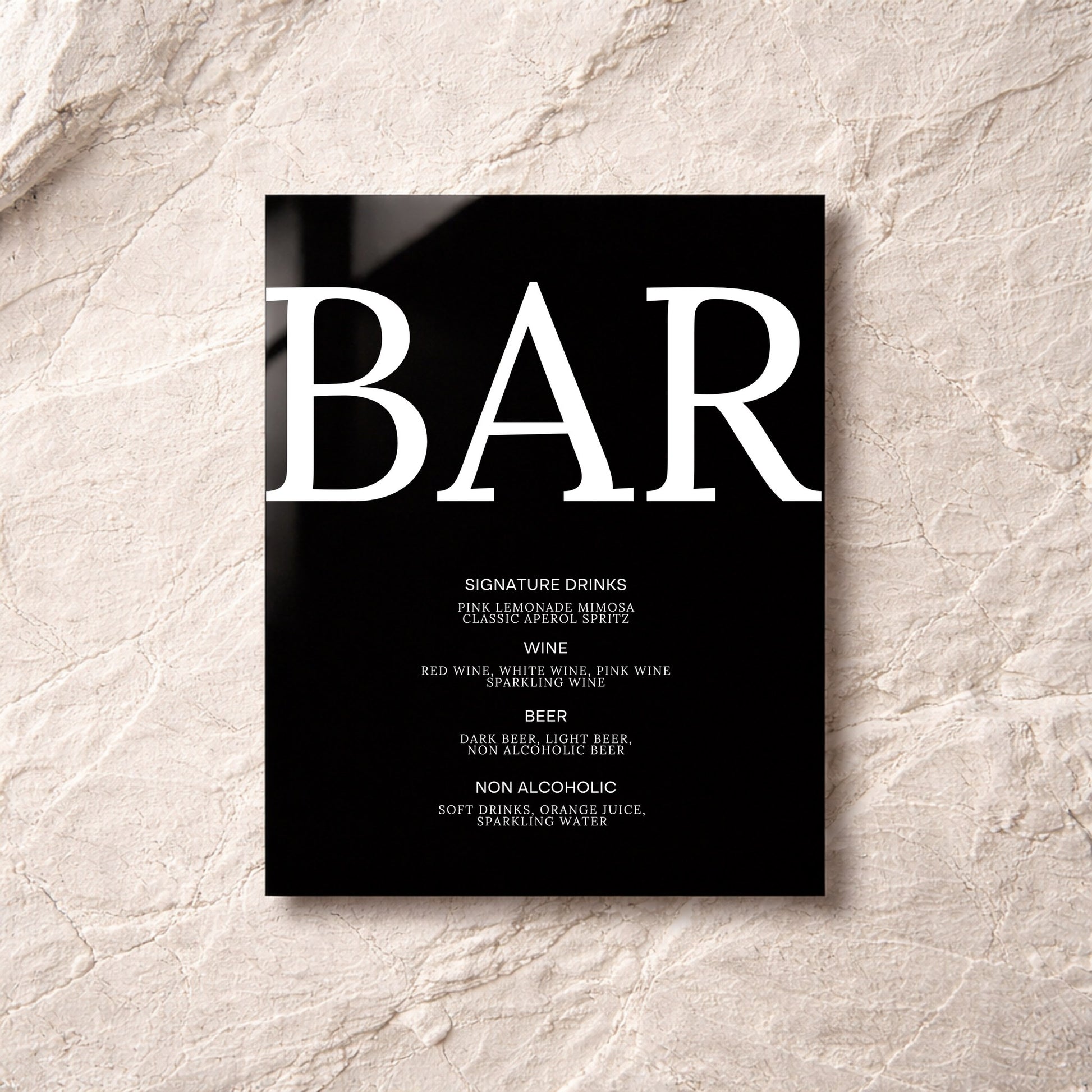 Moda Collection Acrylic Wedding Bar & Drinks Sign
