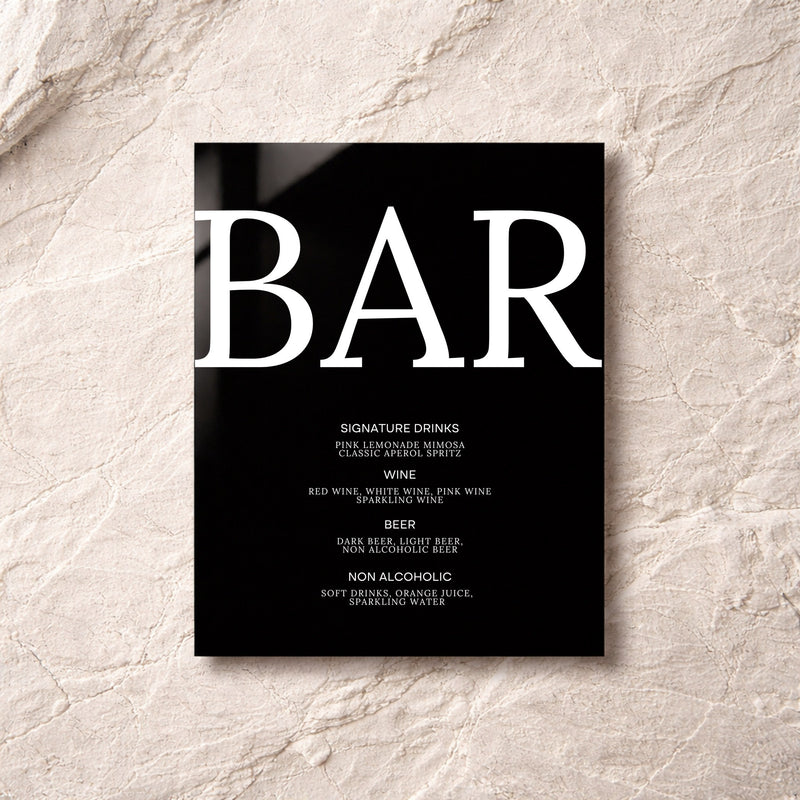 Moda Collection Acrylic Wedding Bar & Drinks Sign