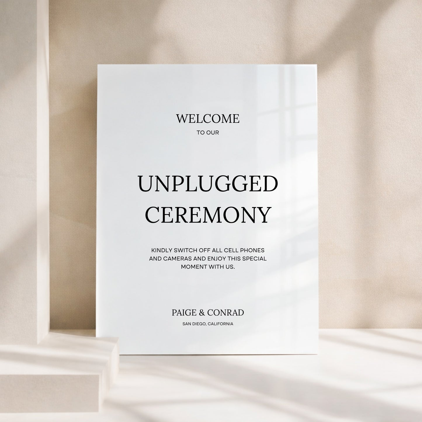 Moda Collection Acrylic Wedding Unplugged Ceremony Sign