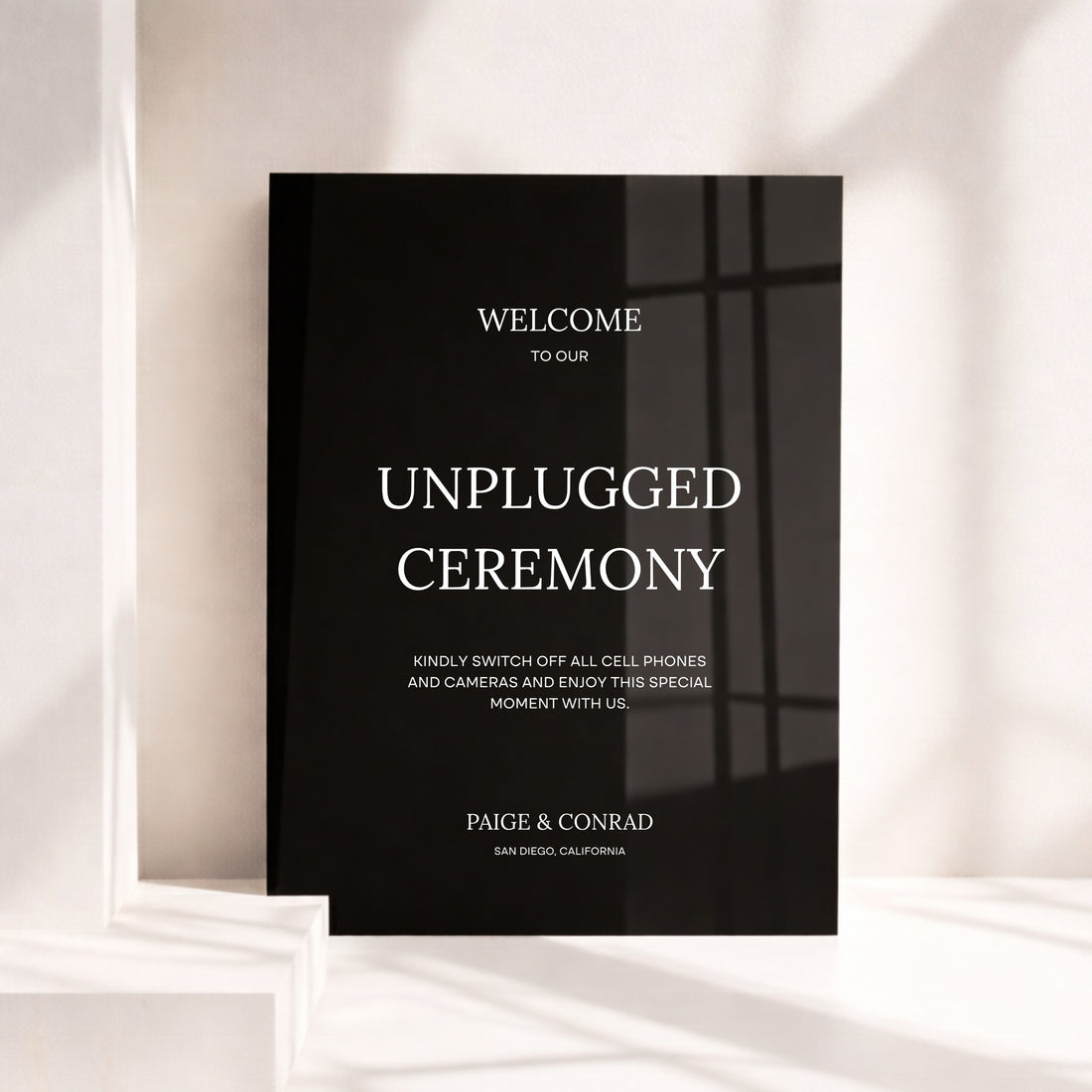 Moda Collection Acrylic Wedding Unplugged Ceremony Sign