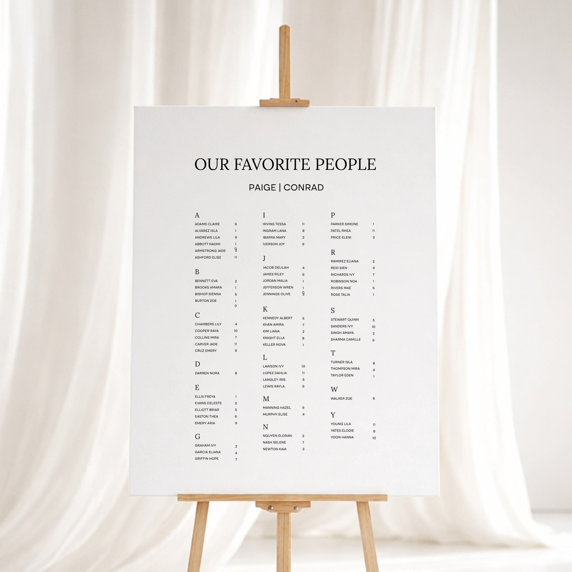 Moda Collection Gatorboard Wedding Seating Chart Sign