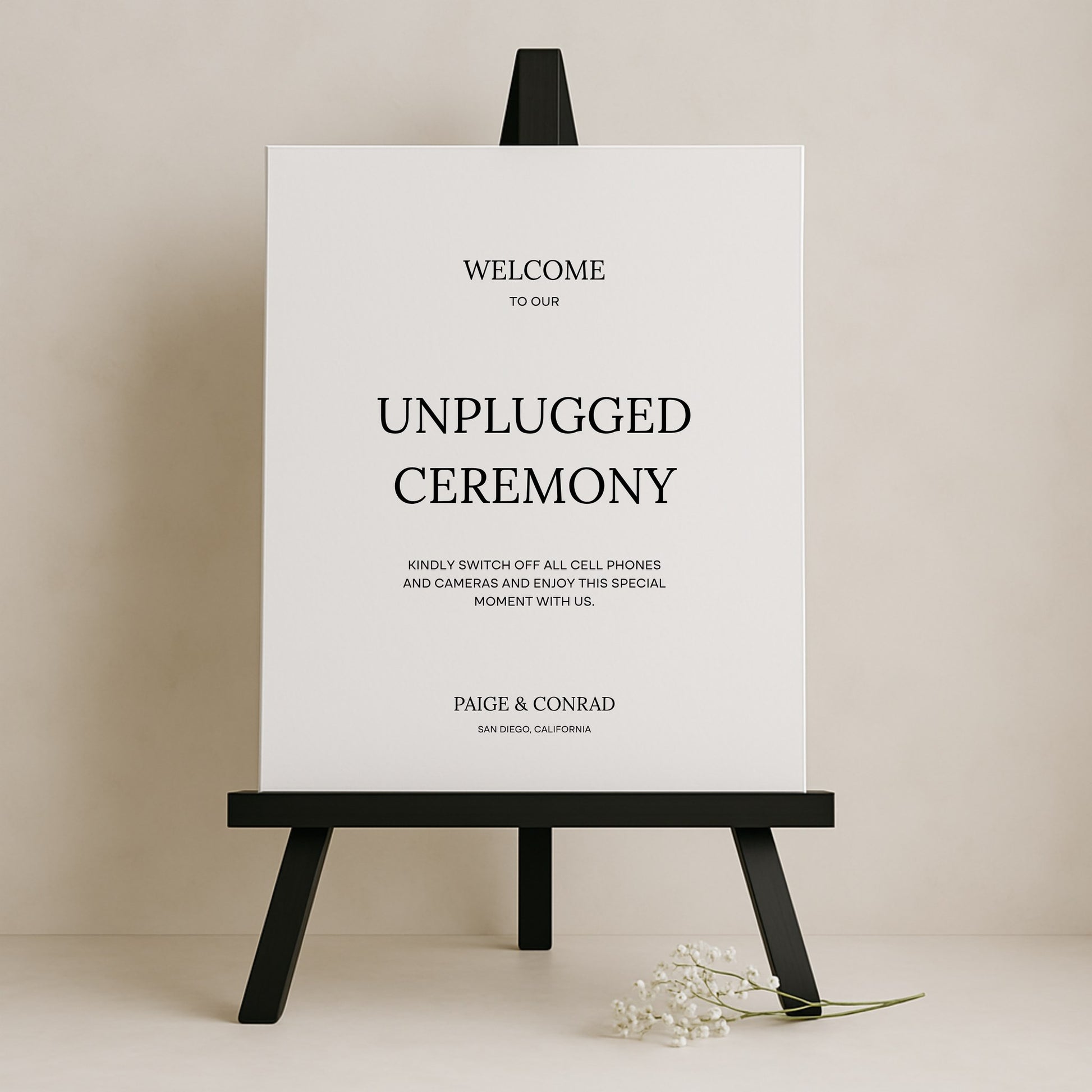 Moda Collection Gatorboard Wedding Unplugged Ceremony Sign