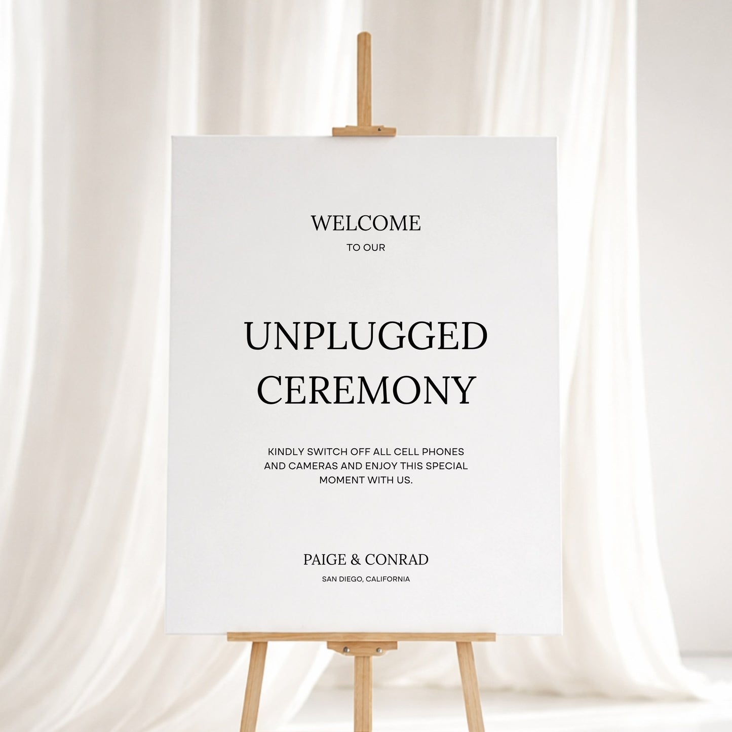 Moda Collection Gatorboard Wedding Unplugged Ceremony Sign