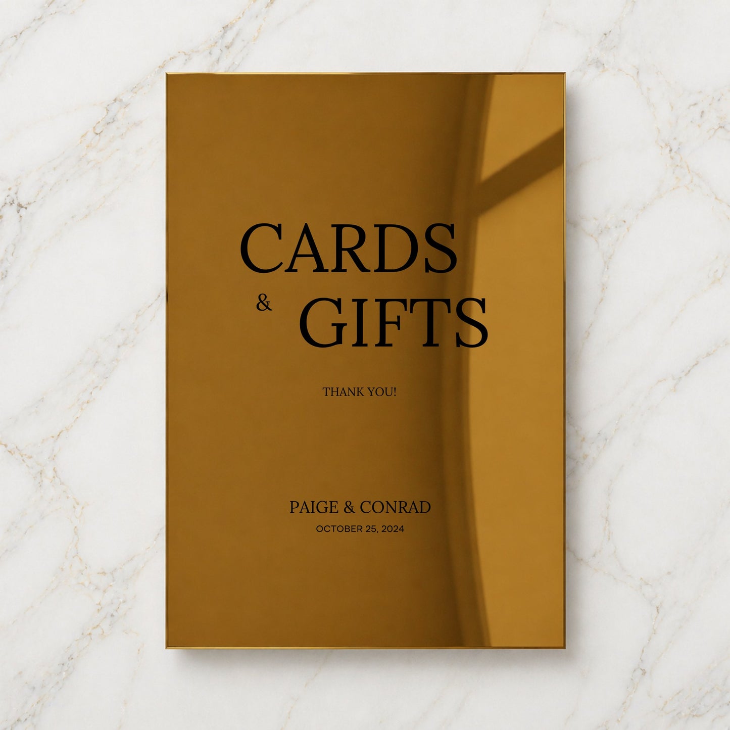 Moda Collection Gold Mirror Wedding Cards & Gifts Sign