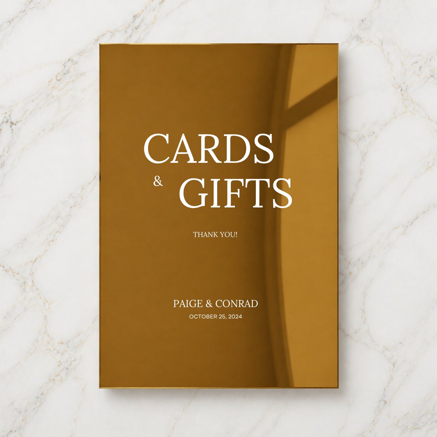 Moda Collection Gold Mirror Wedding Cards & Gifts Sign