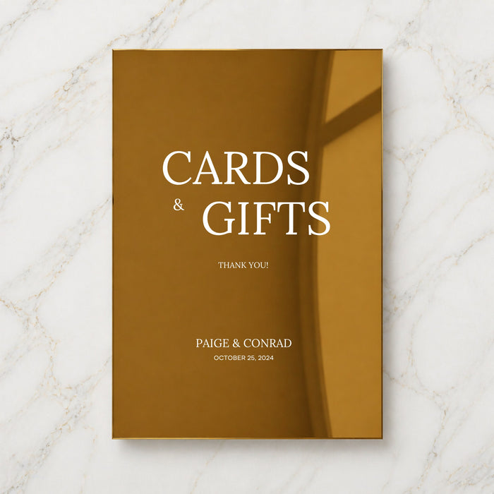 Moda Collection Gold Mirror Wedding Cards & Gifts Sign