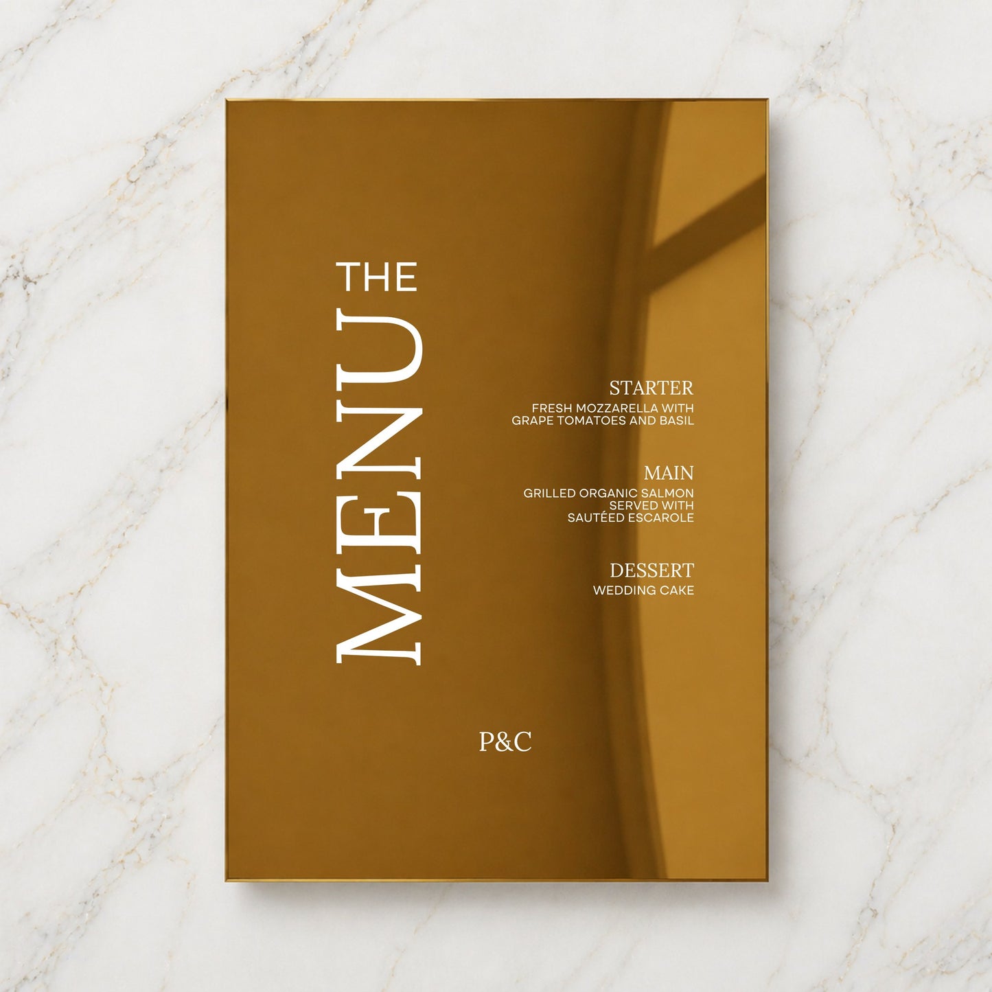 Moda Collection Gold Mirror Wedding Menu Sign