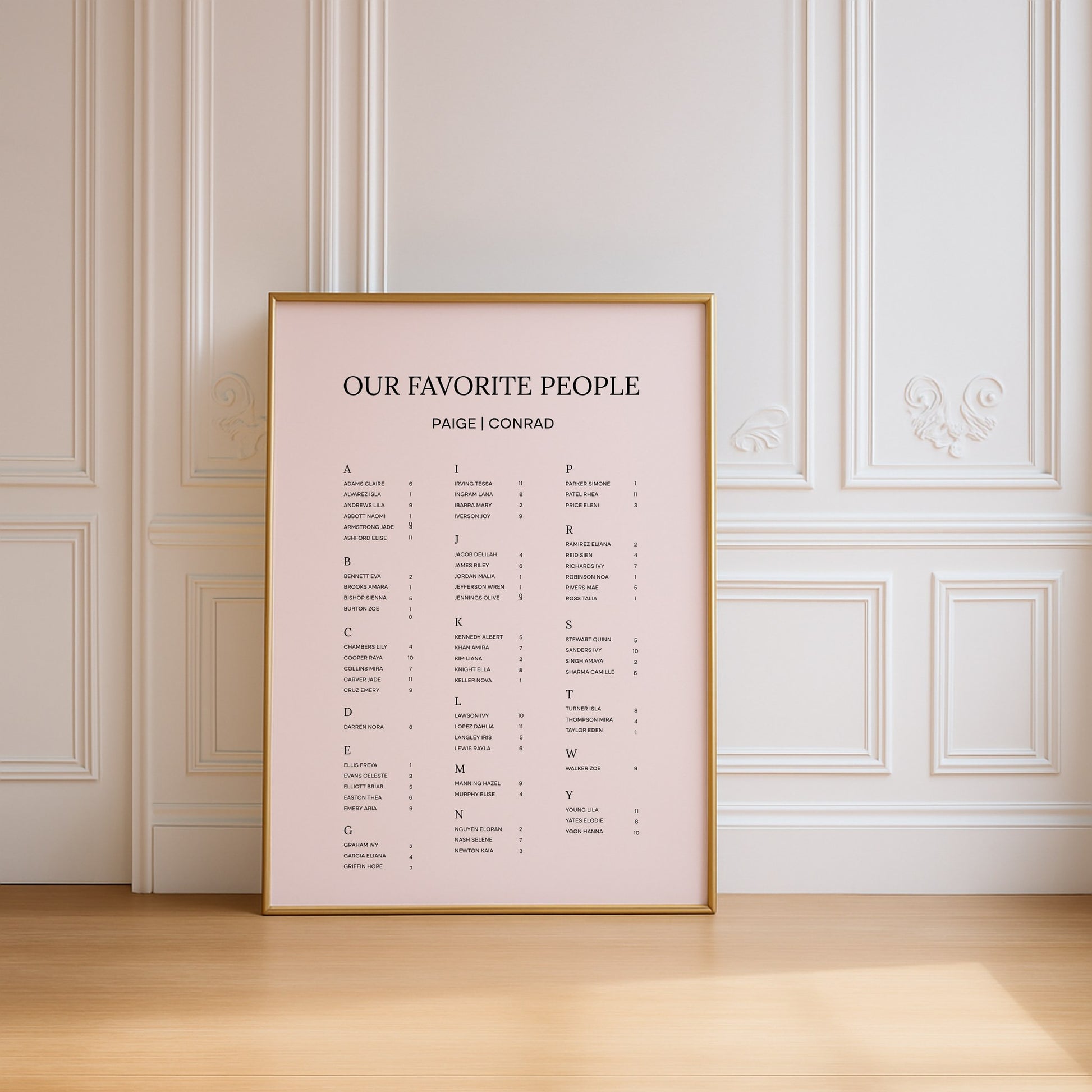 Moda Collection Poster Wedding Seating Chart Sign