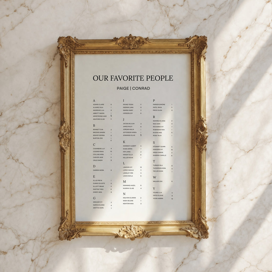 Moda Collection Poster Wedding Seating Chart Sign