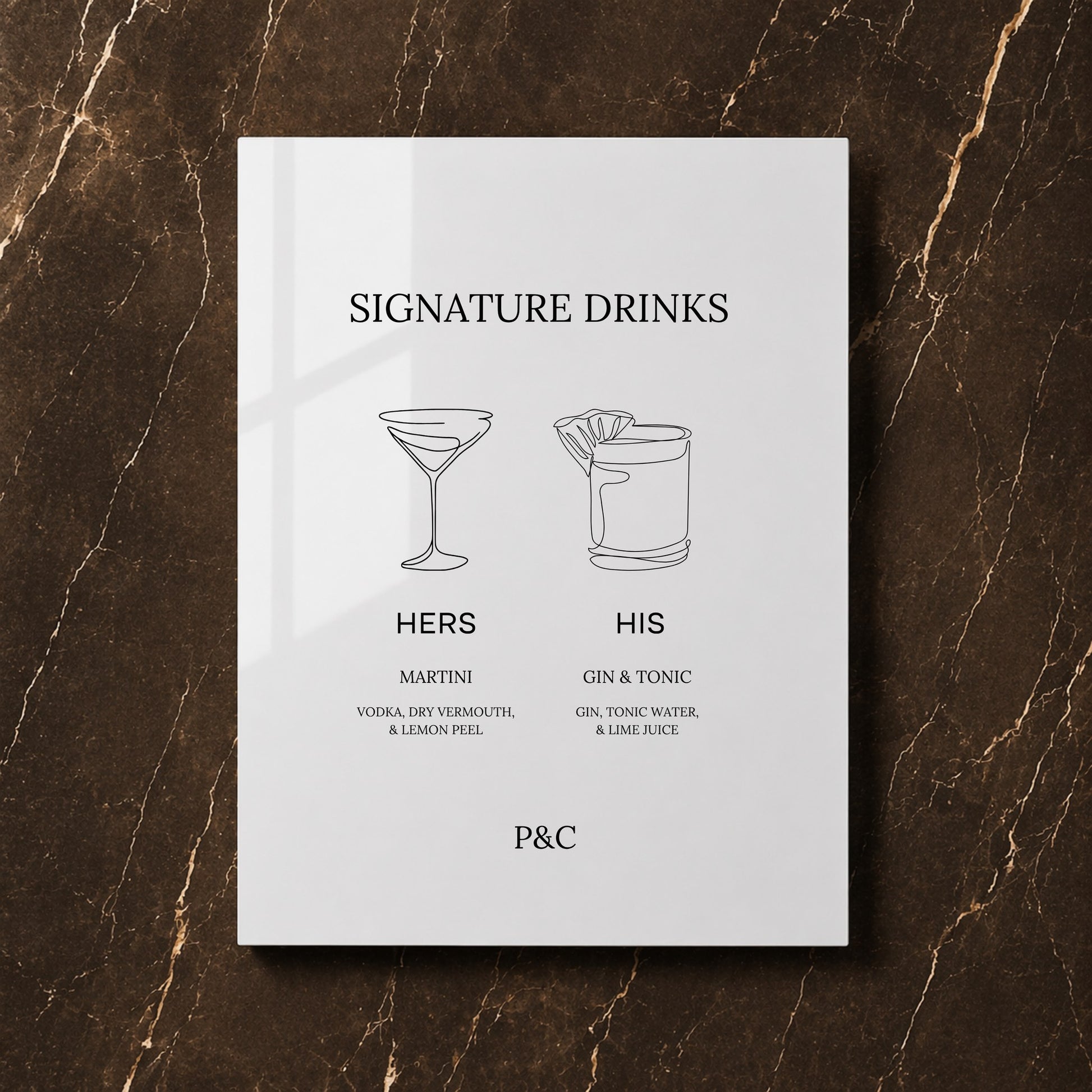 Moda Collection Acrylic Wedding Bar & Drinks Sign