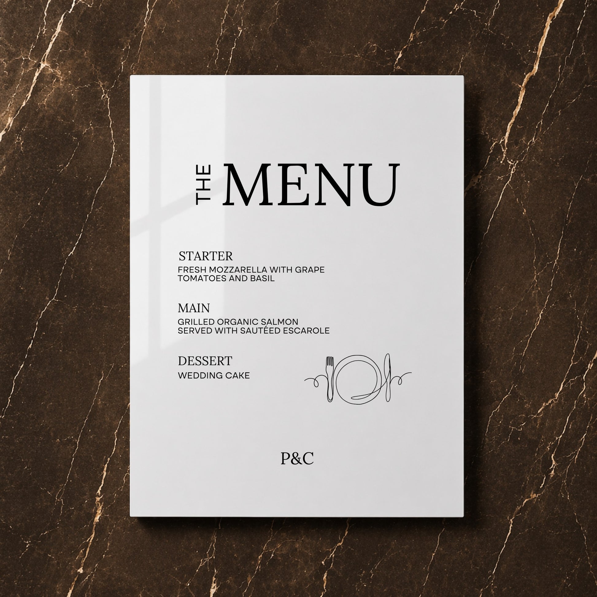 Moda Collection Acrylic Wedding Menu Sign