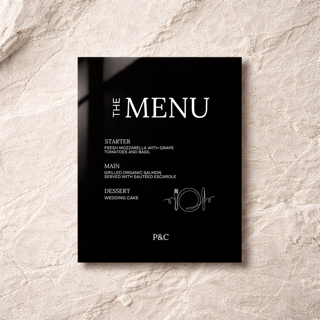 Moda Collection Acrylic Wedding Menu Sign