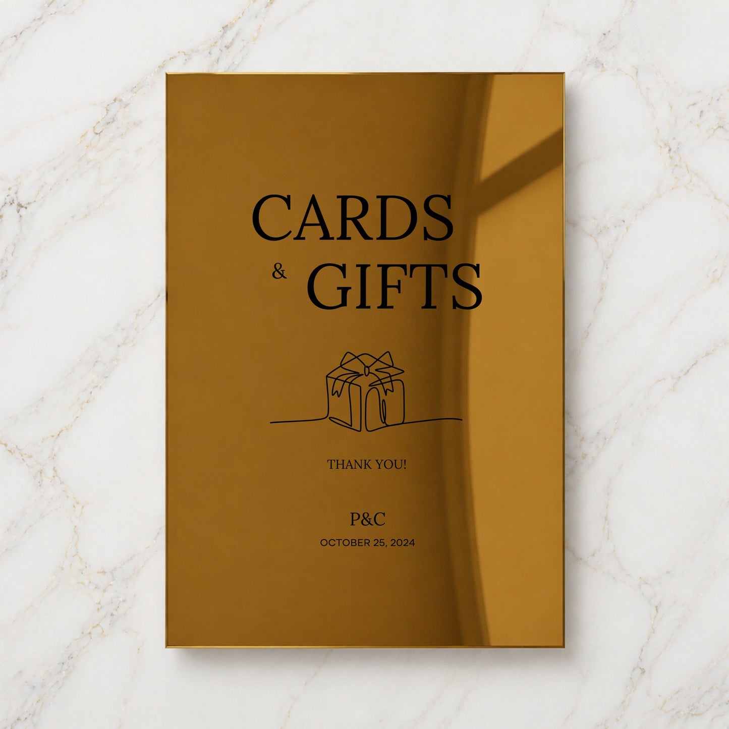 Moda Collection Gold Mirror Wedding Cards & Gifts Sign