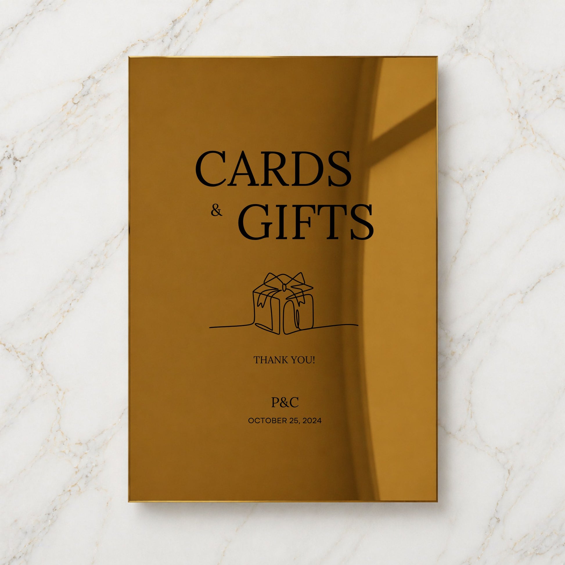 Moda Collection Gold Mirror Wedding Cards & Gifts Sign