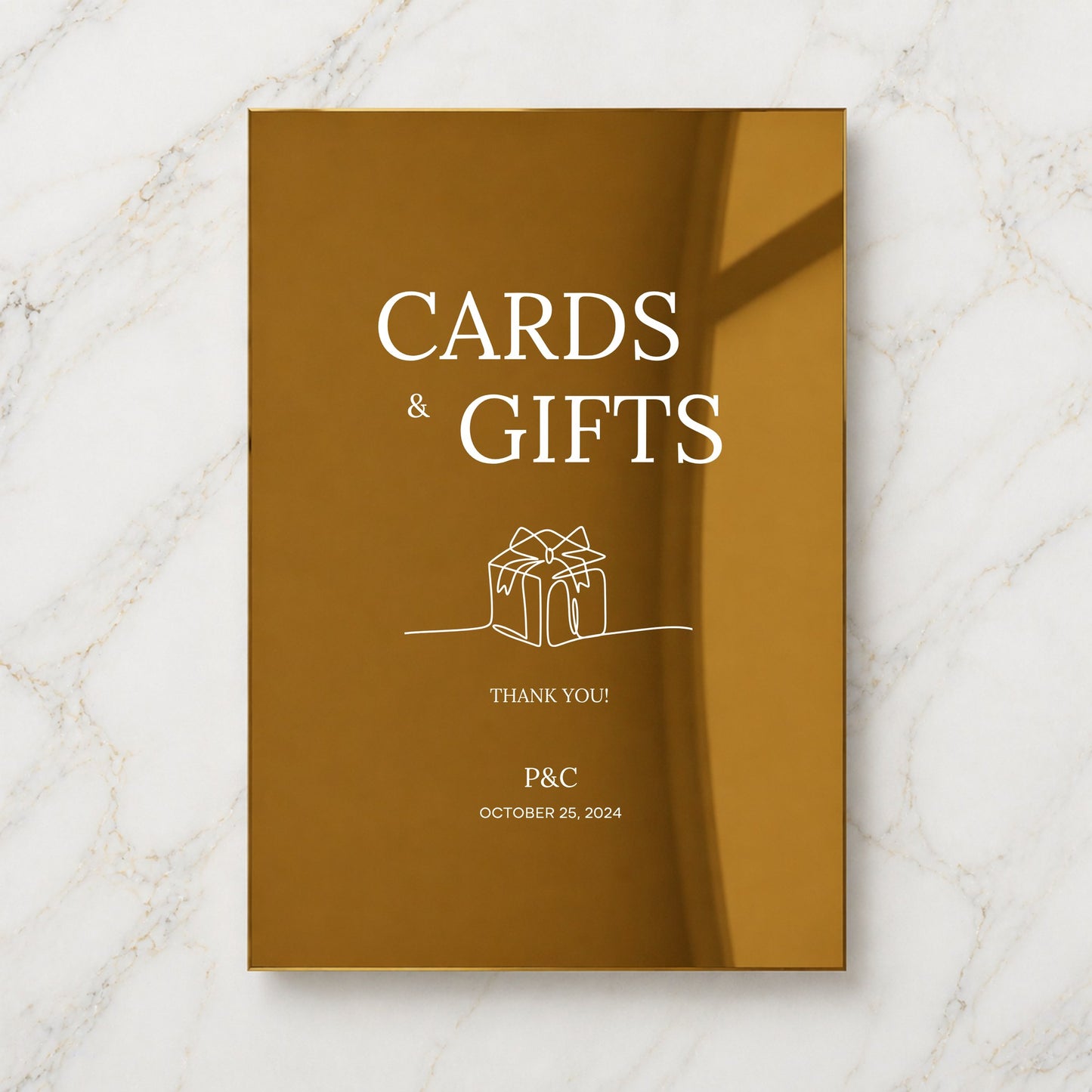 Moda Collection Gold Mirror Wedding Cards & Gifts Sign