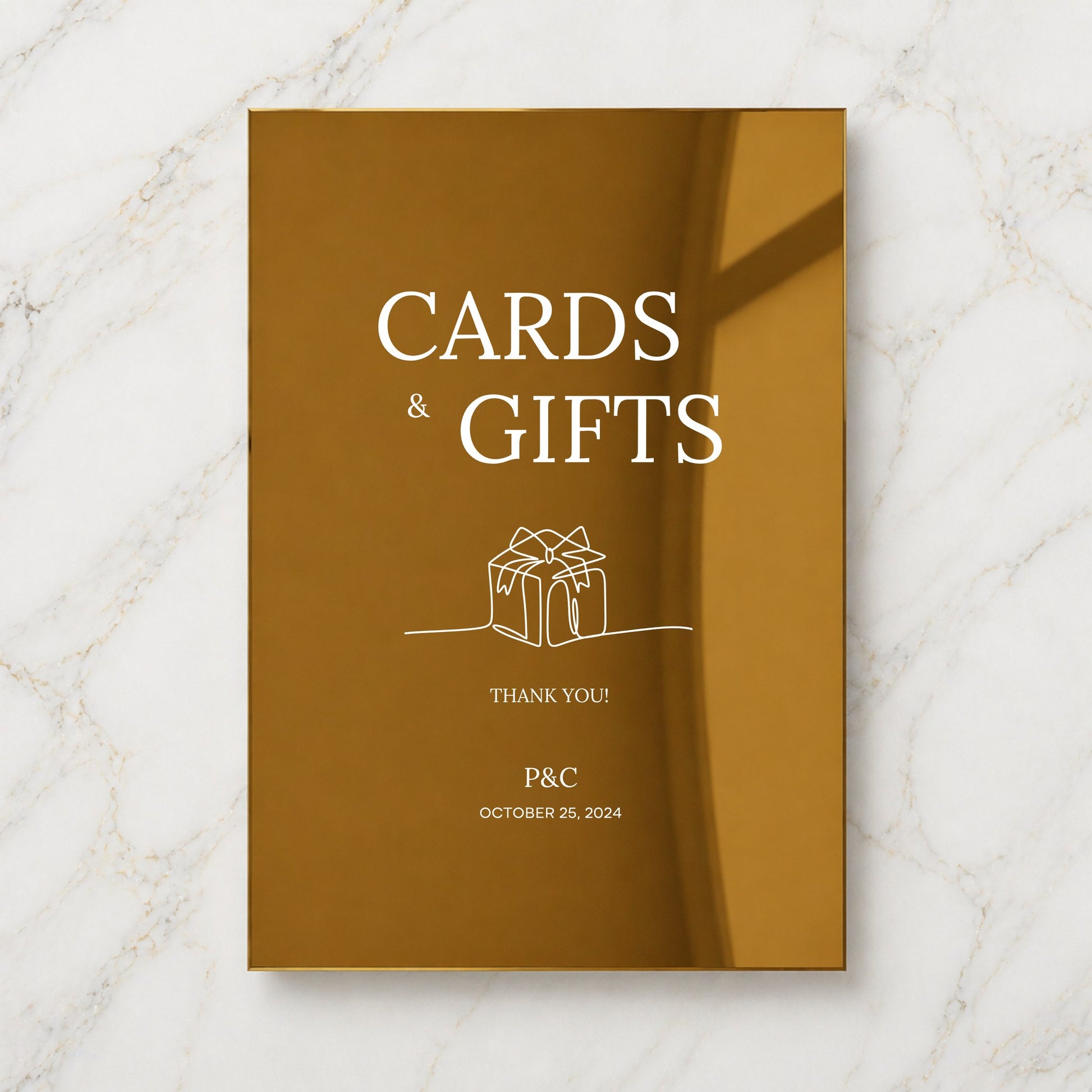 Moda Collection Gold Mirror Wedding Cards & Gifts Sign